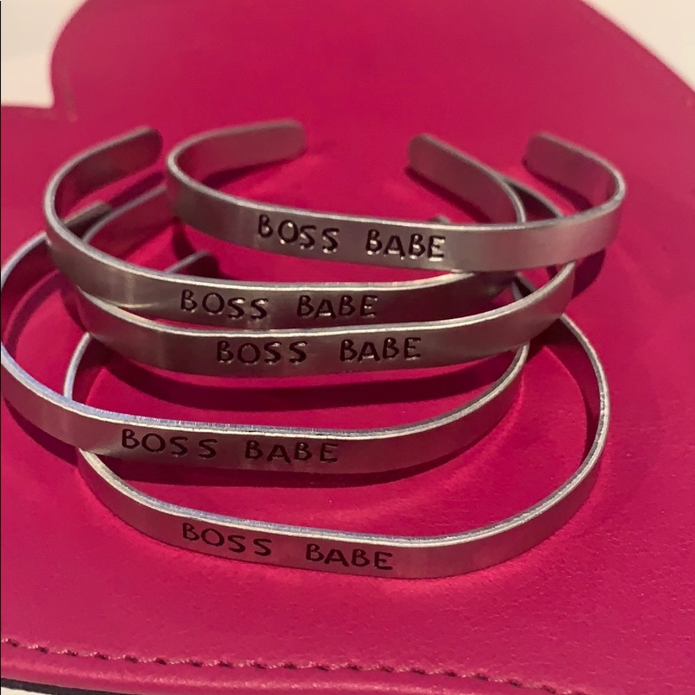 Silver Hand Stamped Bracelet - BOSS BABE
